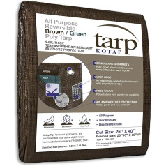 Kotap 25-ft x 40-ft Reversible Cushion Brown / Green Poly Tarp, Item: tbg-2540