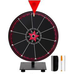 Fencelly Table Prize Wheel 12 Inch 10/12 Slots Rotating Plate Game Activity with Pen and Eraser Carnival Games Lottery