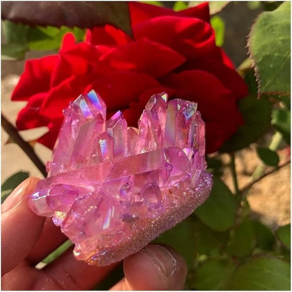 FITTAR Home Sammlungen Rare Beautiful Rose Flame Halo Quartz Specimen Healed Beautiful (Size : 5pcs) (Size : Taglia unica)