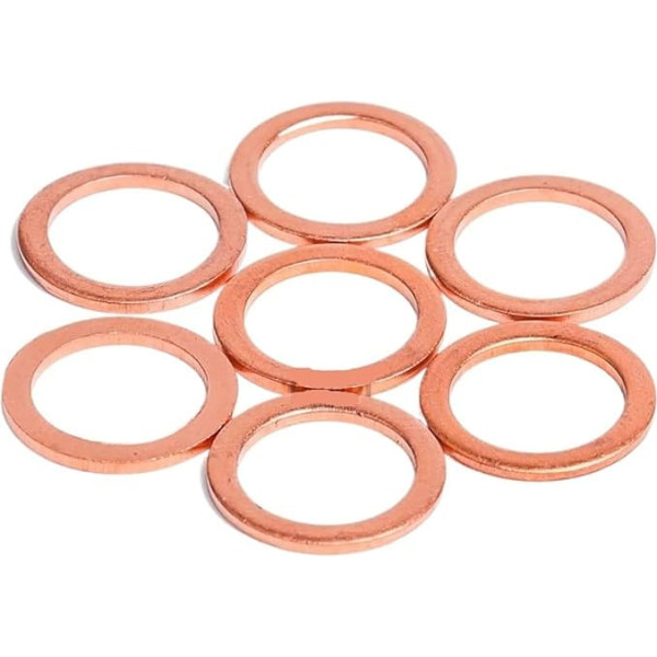 DUANGYMM Kupferscheiben M5 M6 M8 M10 M12 M14 M16 M18 M20 M22 M24 Messing-Flachscheiben, metrischer Ring, Kupferdichtung, Metallscheibe, Dichtung in 24 Größen(M12x16x1(20pcs))