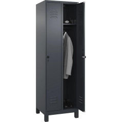 C + P Möbelsysteme C+P | Spind Classic Plus | 2 Abteile | grau | B 600 mm | mit Füßen | Drehriegel