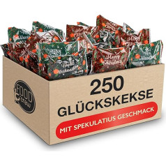 FOOD crew 250 x Christmas Lucky Biscuits with Speculatius Flavour - Lucky Biscuits - Sweets Christmas - Pastries Individually Packed with German Sayings - Vegan - Made in Germany