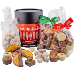 Hallingers Frohe Weihnachten - Christmas Gift Set, Chocolates Almonds Orange Slices as a Gift for Christmas (Set) - Easter Gifts Easter Basket Easter Eggs & as Easter Decoration | Congratulations Gl