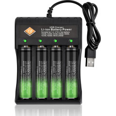 Vesaneae 18650 Battery Charger Universal, Battery Charger 18650, 4 Bays Battery Charger AA AAA, Battery Charger for 10440 14500 16340 14650 18350 18500 26650 18650 Batteries (Battery Not Included)