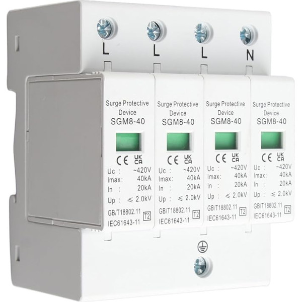 Home Surge Protector 4P 220V 40KA Home Surge Protection Low Voltage Replacement Protection Surge Protection Suitable for Lightning Protection Accessories