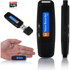 Digital Voice Recorder USB Mini Voice Recording Portable Ideal for Meeting, Interview, Conference, Spy Recorder on SD Card for Multiple Hours