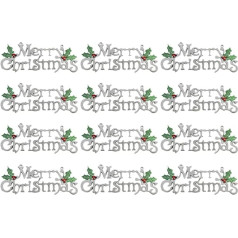 Merry Christmas Lettering Christmas Tree Pendant: Silver Letters Christmas Tree Decoration DIY 12 Pieces Christmas Tree Decoration Christmas Wreath Crafts Christmas Party Festival Decoration