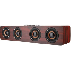 VBESTLIFE Wooden Sound Bar, 12 W W8 Wooden Bluetooth Sound Tyrant TV Speaker with 3.5 mm Audio Input, Supports Bluetooth, AUX, TF Card and FM (Red Wood)