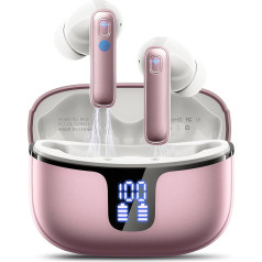 Bluetooth Headphones, Wireless Bluetooth 5.3 Headphones with 4 ENC Mic, In-Ear Headphones 40 Hours Deep Bass, Noise Cancelling Earbuds IP7 Waterproof Earphones with LED Display Touch Control USB-C