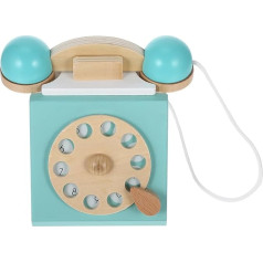 BESTonZON Retro Phone with Dial in 70s Design, Vintage Baby Play Phone Toy Wooden Phone Toy Baby Antique Phone