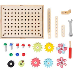 Gear Puzzle Game - Wooden Toy with Rotating Gears and Play Table | Educational Learning Toy for Nurseries and Preschools