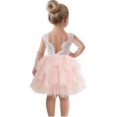 2Bunnies Girls Peony Lace Back A-line Tiered Tutu Tulle Party Flower Girl Dress