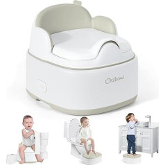 Orzbow Multifunctional Potty for Children, Universal Toilet Seat Children with Step Stool, Stowable Children's Toilet with Padded, Simple Design, Easy to Clean, Smooth and Burr-free, Brown