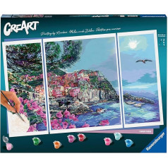 Ravensburger CreArt 23529 Cinque Terre Triptych Painting by Numbers Adults, DIY Painting Set with Brush and Acrylic Paints, Gift for Women and Men, Painting for Adults