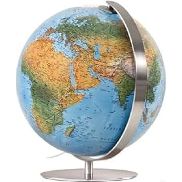 DFN 3703 Räthglobus: DFN 3703 Leuchtglobus handkaschiert: Leuchtglobus 37 cm Durchm., Doppelbildkartografie handkaschiert, Edelstahlmeridian und -Fuß (Klassischer Globus)