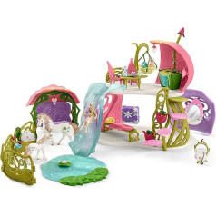 Schleich 42445 Bayala Playset, Glitter Flower House with Unicorns, Lake and Stable Toy, from 5 Years