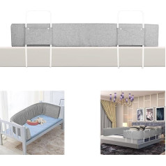 Bed Rail, Baby Malleable Bed Guard, Fall Protection, Bed Rail, Adjustable Height Adjustable, Children's Bed Rail for Family Bed and Cot (150 cm, Linen Grey)