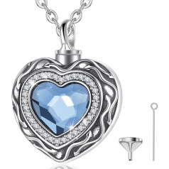AEONSLOVE 925 Sterling Silver Heart Locket Necklace Keepsake Heart Urn Pendant with Picture Cremation Jewellery