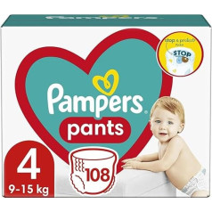 Pampers Pants Nappy Size 4 (9-15 kg), Pack of 108, Nappies with Stop & Protect Anti Leak Function at the Back