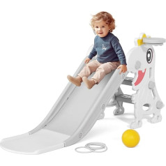 XJD Children's Slide Outdoor & Indoor with Basketball Hoop Baby Slide from 1 Year Toddlers Slide Water Slide Garden Slide for Children White