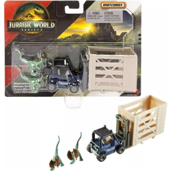 Hot Wheels Jurassic World Rebirth Dinosaur Collectible Vehicle and Figure (Dilophosaurus Lifter)