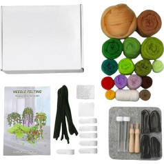 Nadelfilzzubehör zum Aufhängen von Topfpflanzen, für Anfänger, mit Nadelanleitung (evtl. nicht in deutscher Sprache), Wollgarn, Holzgriff, Wollfilz-Werkzeug