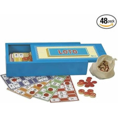 Jeujura Wooden Box - 48 Lotto Cards, Numbered Wooden Paws, Chip and Chip Bag - The Play Tree - Board Game - Minimum Age 3 Years 66330