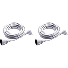 Meister Protective Contact Extension - 2 m Cable - White - Plastic Cable - IP20 Indoor Use / Coupling with Touch Protection / Schuko Extension / 7432210 (Pack of 2)