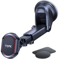 TOPK Mobile Phone Holder Car Magnet with Strong Suction Power for Dashboard and Windscreen, Universal 360° Rotatable Car Mobile Phone Holder for iPhone Huawei Samsung