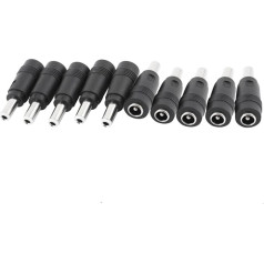 Sourcingmap Household DC Power 5.5 x 2.5mm Male to 5.5 x 2.1mm Female Jack 10pcs Black