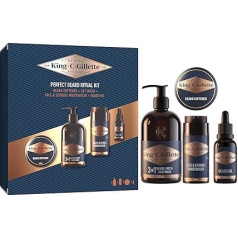 King C. Gillette Complete Gift Set for Men with Facial Cleanser, Balm, Oil and Moisturizer, Birthday Gift Idea, High Quality Accessory Set