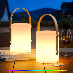 MALUX Pack of 2 LED Table Lamps, Warm White, 8 Colours, Outdoor Lamp, Battery for All Seasons, Table Lamp, Wireless with Remote Control, Dimmable, Waterproof, IP44, Suitable for Home Garden, Hotel