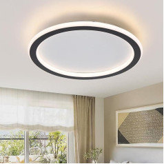 LED Ceiling Light Dimmable, 36 W Ceiling Light Black Diameter 50 cm LED Lamp for Kitchen with Control Round Living Room Lamp for Ceiling Bedroom Office Children's Room Hallway