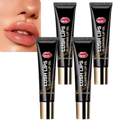 Plumping Lip Oil Serum, feuchtigkeitsspendender & nährender Lip Booster mit Hyaluronsäure & Kollagen, Lip Plumper Gloss & Extreme, Plumpify Lip Serum für volle Lippen, reduziert Falten (4Stück)