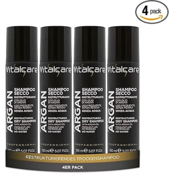 Vitalcare Imperial Argan - Restructuring Dry Shampoo with Argan Oil, Revitalizes and Strengthens Hair Without Water, 4 x 150ml Bottles