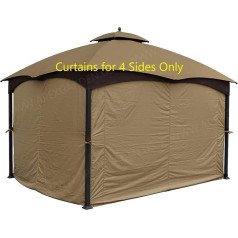 APEX Garden 4 Sided Privacy Side Wall Curtain Set for 3.0m x 3.6m Gazebo (Beige)