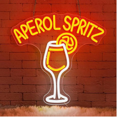 Aperol Spritz Neon Sign for Bar Decor Cocktail Neon Light Wall Sign for Home Kitchen Drinks Neon Signs USB Dimmable Orange Glass LED Signs for Bar Club Party Man Cave