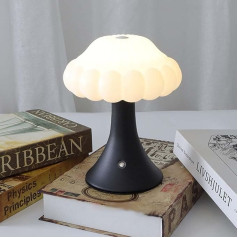 LED Mushroom Lamp Indoor Dimmable Table Lamp Battery USB Rechargeable Bedside Lamp Touch Control Table Lamp Cloud Design Decorative Children's Room Lamp for Children's Room Bedroom Black