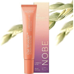 NOBE Oat Wonder Luminous Lip Oil - Nourishing, Clear Lip Gloss - Non-Sticky, Non-Greasy Lip Gloss in Tube - Lip Oil with Vitamin E - Vegan - Nordic Skincare, Lip Balm, 10 ml