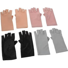 Ipetboom Nail Art Accessories, 4 Pairs Manicure Half Finger Manicure UV UV Protection for Manicure Nail Art for Women Miss Elastane Thin Cut