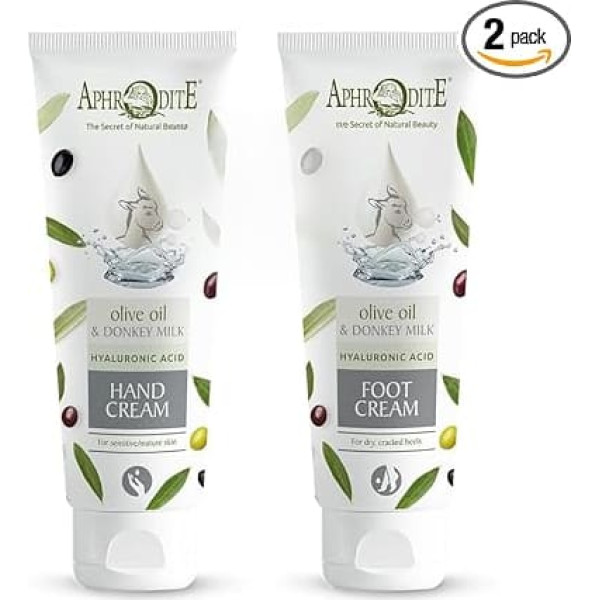 Aphrodite Jugendelixir Hand Cream & Foot Cream - Body Lotion Set with Moisturising Cream Dry Skin - Hand Care, Foot Care Cream - Hand Cream Gift Set (Foot Cream 100 ml, Hand Cream 100 ml)