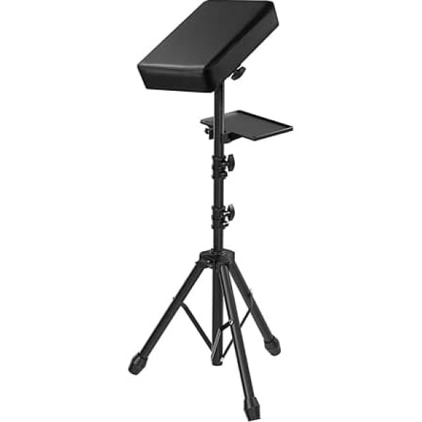 Armrest with Shelf, Arm Rest Height Adjustable and Tilt Black Leather Pad for Studio