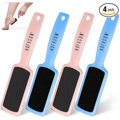 HOFASON Professional Foot Files - High Quality Double Sided Colossal Foot Scrubber, Perfect Pedicure Tool for Feet at Home or Salon (Blue and Pink), 4 Pack