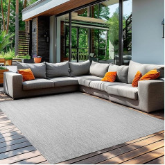 Teppium Modern Outdoor Rug Weatherproof 80 x 250 cm Runner Grey Flat Weave Sisal Look Balcony Rug Waterproof Washable Rug for Garden, Patio, Camping and Kitchen Runner