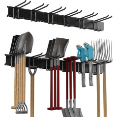 Werkzeugregal für die Garage, 121,9 cm, robuster Garten-Werkzeughalter mit 6 verstellbaren Aufhängehaken, Garagenwandaufbewahrung, Organizer für Schaufel, Rechen – maximale Belastung 245 kg