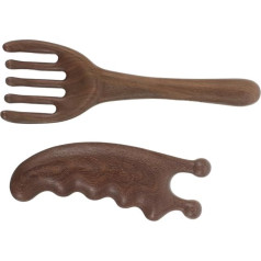 Ipetboom 2-teiliger Massagekamm Aus Sandelholz: Kopfhautmassagegerät Mit Griff Und Guasha-werkzeug – Massagekamm Aus Naturholz Zur Schlafverbesserung Und