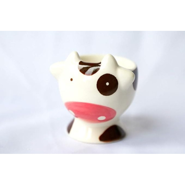 Brand New Lovely Cute Cow Egg Cup Hand Painted Ceramic Animal Farm Cow Mug