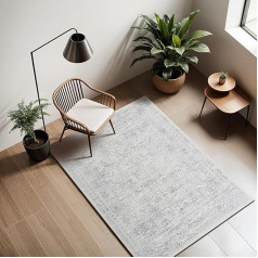 Livabliss Marrakech Vintage 80 x 150 cm - Boho Short Pile in Oriental Design in Medium Grey & Cream, Easy to Clean for Living Room, Bedroom & Dining Room