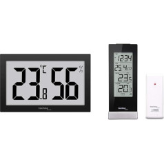 Technoline WS9465 Office Thermometer, Thermometer - Hygrometer, Temperature and Humidity Monitoring, Very Easy to Read Display, Black & Technoline WS 9767 Temperature Station