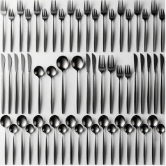 Glod 60-Piece Cutlery Set for 12 People, Stainless Steel Cutlery Set, Elegant Cutlery Set, Highly Polished and Dishwasher Safe, with Knife, Fork, Spoon